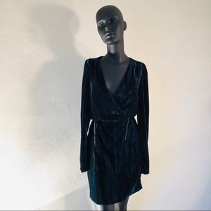 H&M Velvet Forest Green Wrap Dress - Size 2